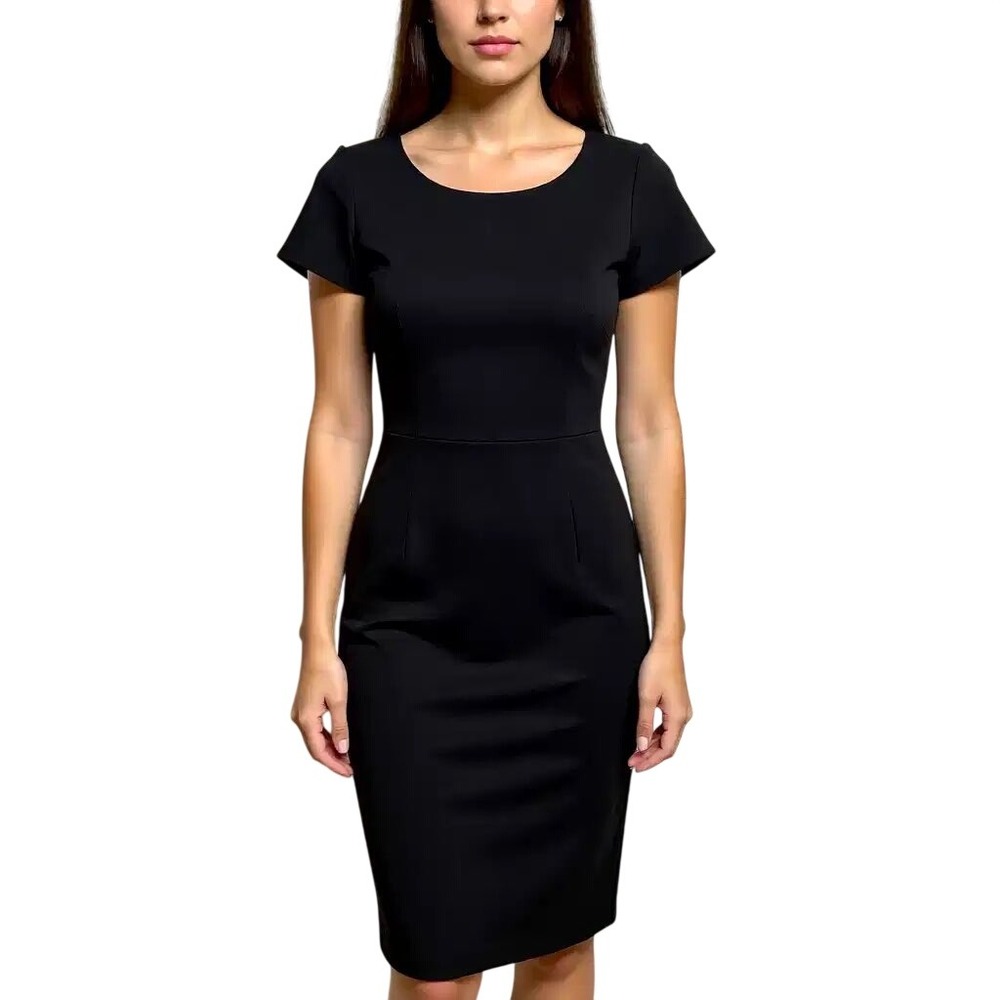 Calvin Klein Short Sleeve Sheath Dress Puff Sleeve Zipper Detail Women Sz 2 NWT